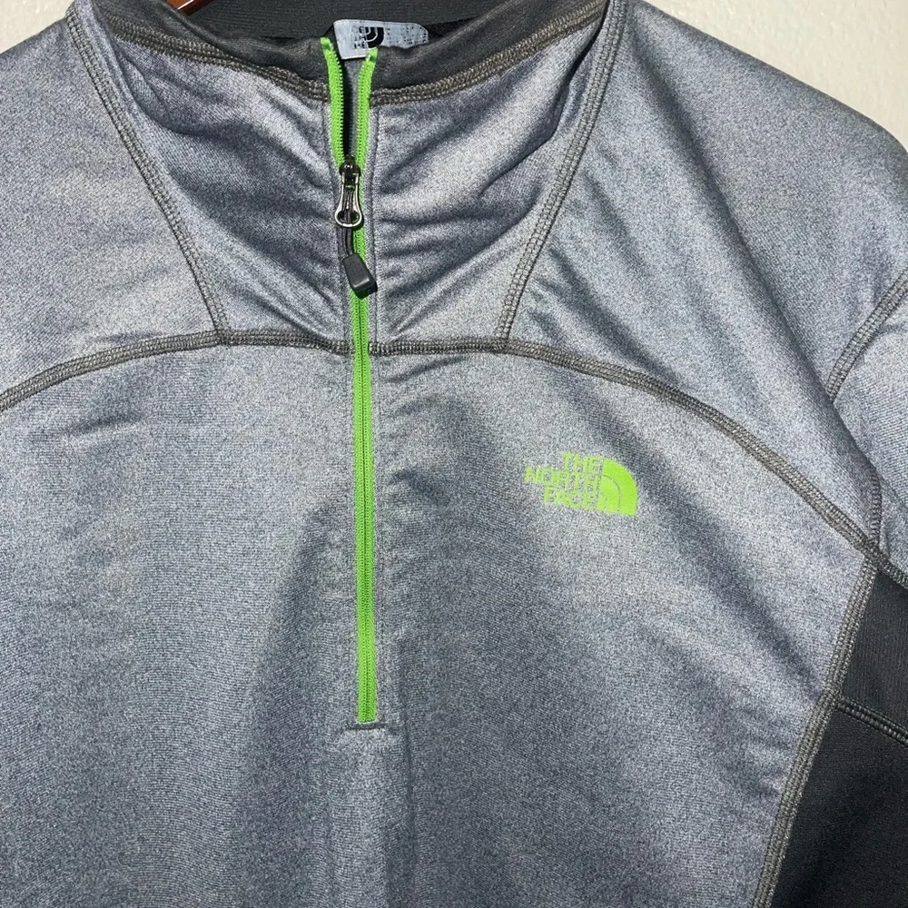The North Face Gray and Black Performance Jacket with Green Zipper
